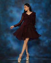 Load image into Gallery viewer, Mahogany Ruffle Dress