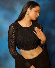 Load image into Gallery viewer, Raven Black Embellished Lehenga Set