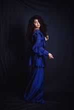 Load image into Gallery viewer, Anupama Parameswaran in Sapphir Blue Ruffle Co-ord Set