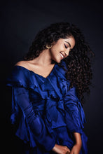 Load image into Gallery viewer, Anupama Parameswaran in Sapphir Blue Ruffle Co-ord Set