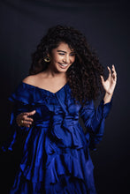 Load image into Gallery viewer, Anupama Parameswaran in Sapphir Blue Ruffle Co-ord Set