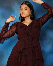 Load image into Gallery viewer, Mahogany Ruffle Dress