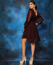 Load image into Gallery viewer, Mahogany Ruffle Dress