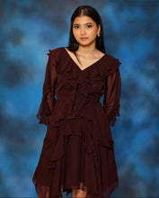 Load image into Gallery viewer, Mahogany Ruffle Dress