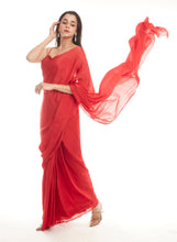 Load image into Gallery viewer, Ruby Red Saree Set