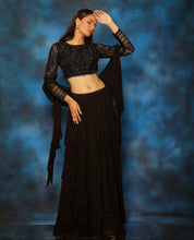 Load image into Gallery viewer, Raven Black Embellished Lehenga Set