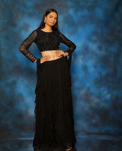 Load image into Gallery viewer, Raven Black Embellished Lehenga Set