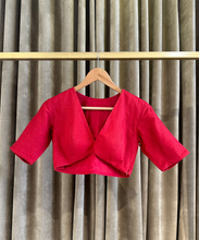 Load image into Gallery viewer, Ruby Red V Neck Silk Blouse