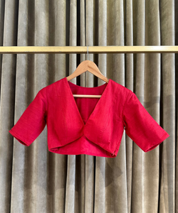 Ruby Red V Neck Silk Blouse