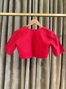 Ruby Red V Neck Silk Blouse