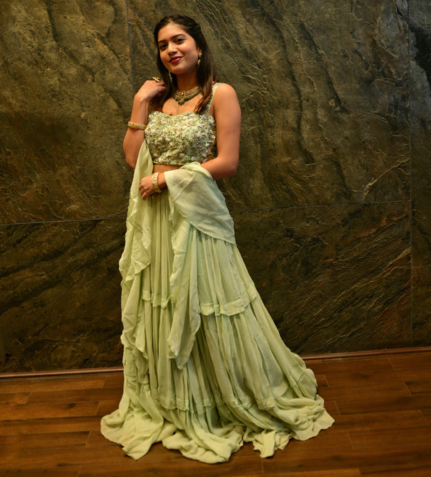 Jaiyetri Makana in Honey Dew Lehenga Set