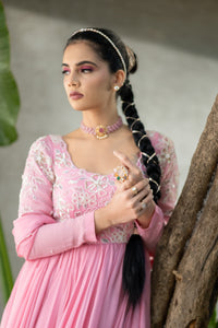 Rose Pink Zinnia Gown with Dupatta