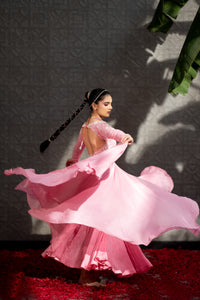 Rose Pink Zinnia Gown with Dupatta