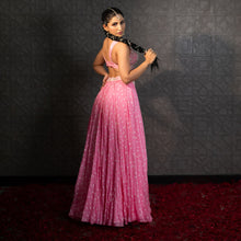 Load image into Gallery viewer, Rose Pink Zinnia Lehenga Cape Set