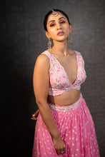 Load image into Gallery viewer, Rose Pink Zinnia Lehenga Cape Set