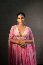 Load image into Gallery viewer, Rose Pink Zinnia Lehenga Cape Set