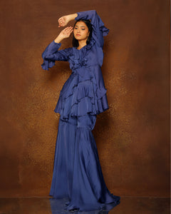 Sapphire Blue Ruffle Co-Ord Set