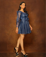 Load image into Gallery viewer, Sapphire Blue Ruffle Dress