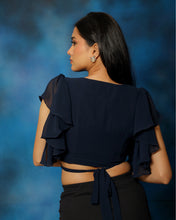 Load image into Gallery viewer, Sapphire Blue Wrap-Around Top