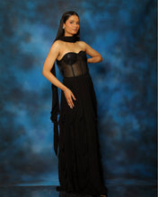 Load image into Gallery viewer, Raven Black Ruffle Dupatta