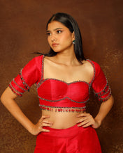 Load image into Gallery viewer, Fuchsia Tasseled Drape Sharara Set