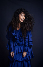 Load image into Gallery viewer, Anupama Parameswaran in Sapphir Blue Ruffle Co-ord Set