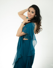 Load image into Gallery viewer, Sadha (Sadaf Mohammed Sayed) in Seagrass Ruffle Saree Set