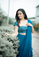 Load image into Gallery viewer, Sadha (Sadaf Mohammed Sayed) in Seagrass Ruffle Saree Set