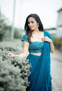 Sadha (Sadaf Mohammed Sayed) in Seagrass Ruffle Saree Set