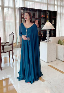 Anu Rao in Seagrass Gown