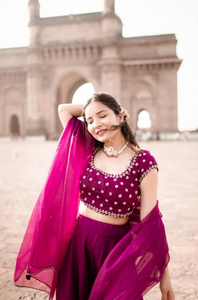 Ashu Sethi (Indyshades) in Plum Sharara Set