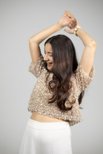 Load image into Gallery viewer, Ashu Sethi (Indyshades) in Rosebud Embellished Top &amp; Bay Salt Trousers