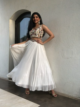 Load image into Gallery viewer, Esha Rao in Bay Salt Embellished Skirt Set