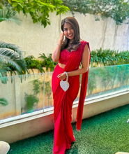 Load image into Gallery viewer, Trishala Kamath in Ruby Red Saree Set