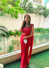 Load image into Gallery viewer, Trishala Kamath in Ruby Red Saree Set