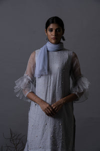 Cloud Blue Pearls Kurta