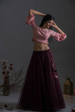 Load image into Gallery viewer, Rosebud Pearls Blouse &amp; Mahogany Skirt Set