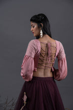 Load image into Gallery viewer, Rosebud Pearls Blouse &amp; Mahogany Skirt Set