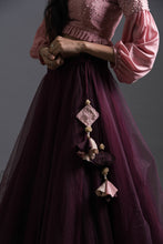 Load image into Gallery viewer, Rosebud Pearls Blouse &amp; Mahogany Skirt Set