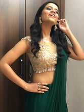 Load image into Gallery viewer, Vaibhavi Shastri in Emerald Saree Set