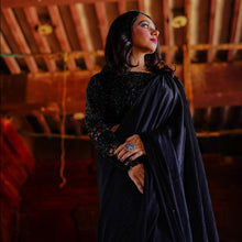 Load image into Gallery viewer, Pooja Jain in Raven Black Saree Set