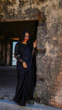 Load image into Gallery viewer, Raven Black Saree Set