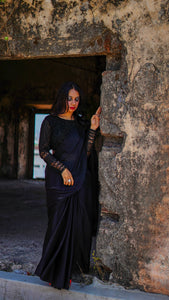 Raven Black Saree Set