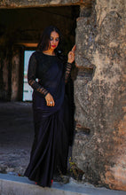 Load image into Gallery viewer, Pooja Jain in Raven Black Saree Set