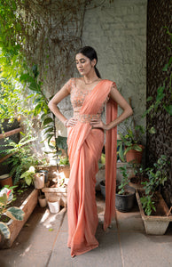 Peach Saree