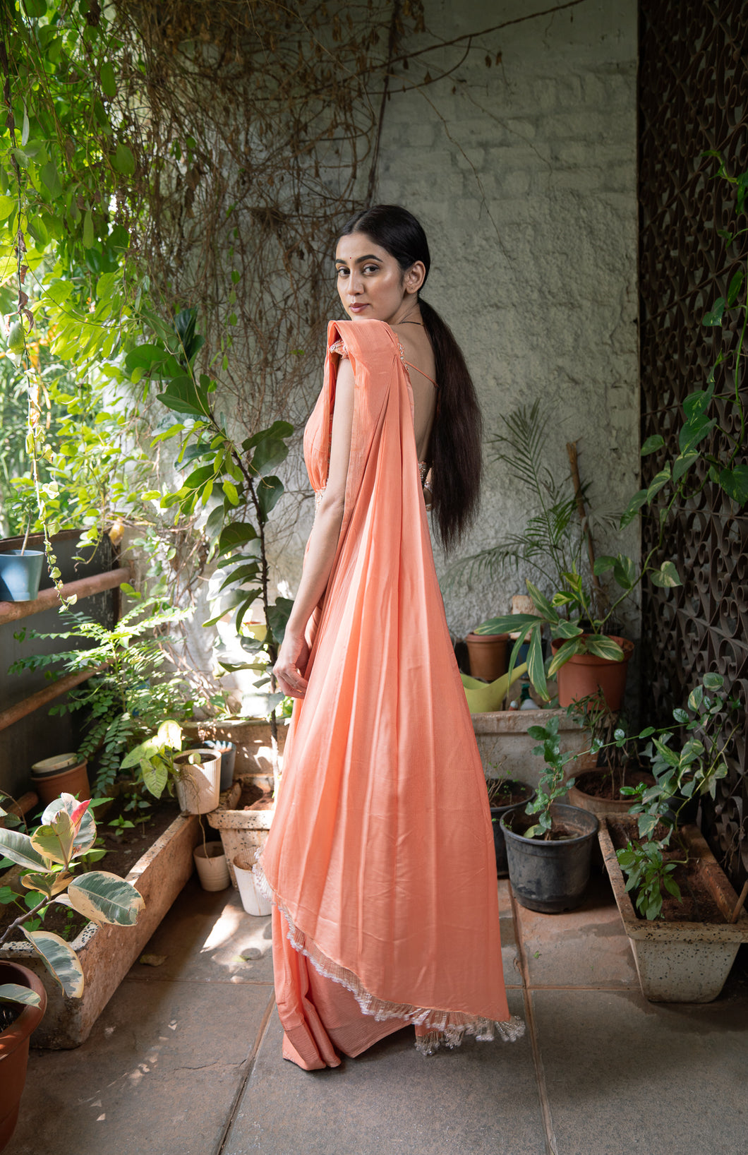 Peach Saree