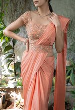 Load image into Gallery viewer, Peach Saree Set with Belt