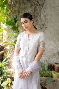 Cloud Blue Fringe Kurta