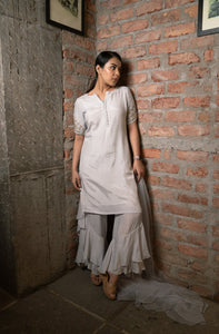 Cloud Blue Fringe Kurta