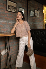 Load image into Gallery viewer, Rosebud Embellished Top with Bay Salt Trousers